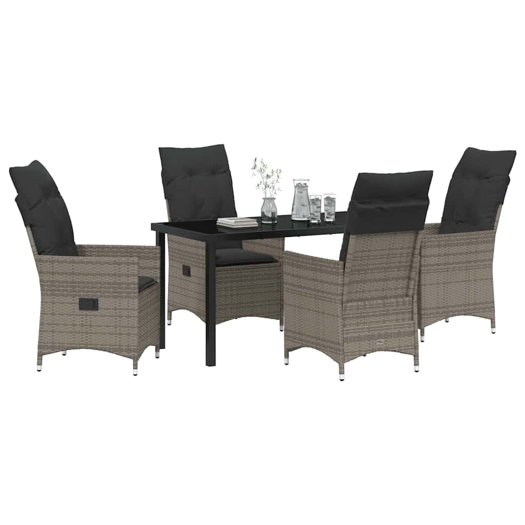 Garten Essgruppe mit Kissen 5 pcs Grau Poly Rattan