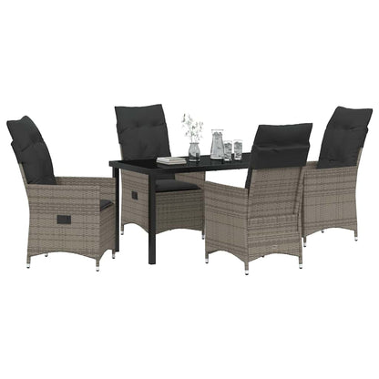 Garten Essgruppe mit Kissen 5 pcs Grau Poly Rattan