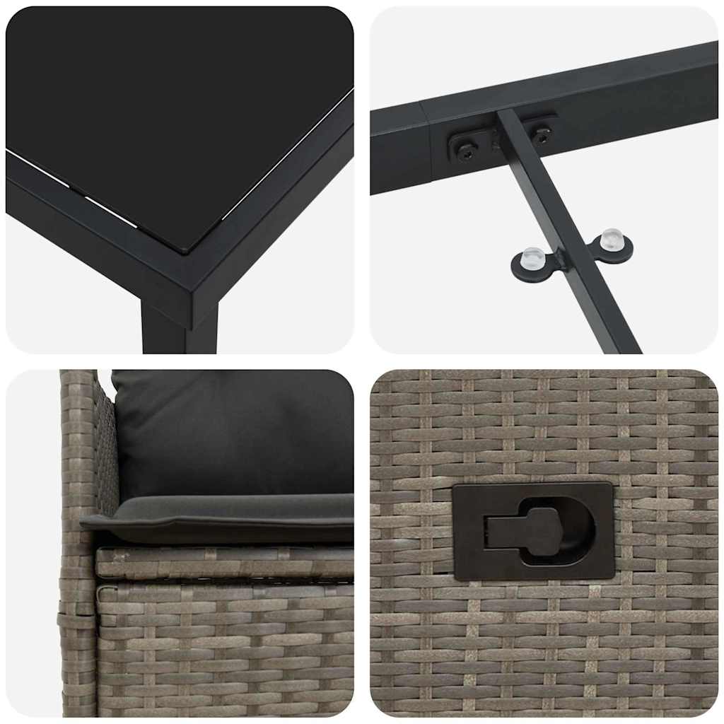 Garten Essgruppe mit Kissen 5 pcs Grau Poly Rattan