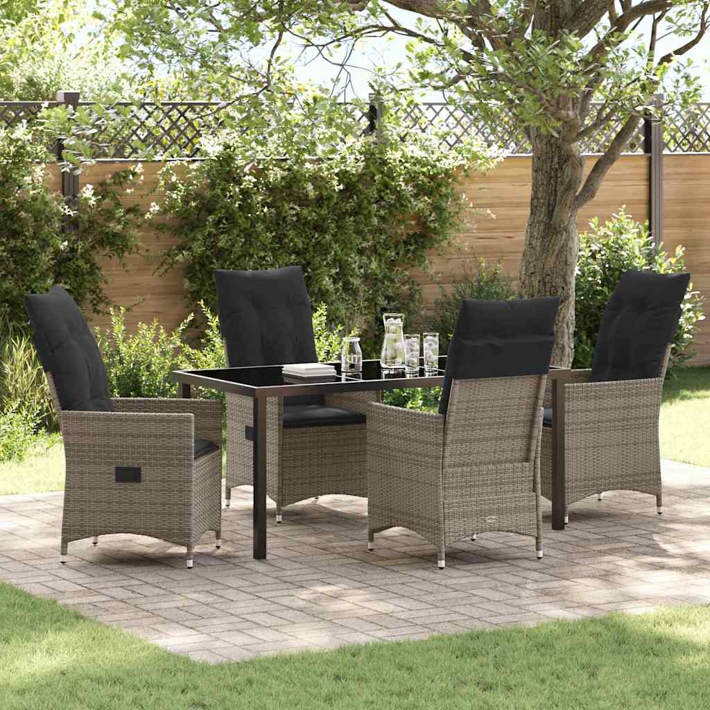 Garten Essgruppe mit Kissen 5 pcs Grau Poly Rattan