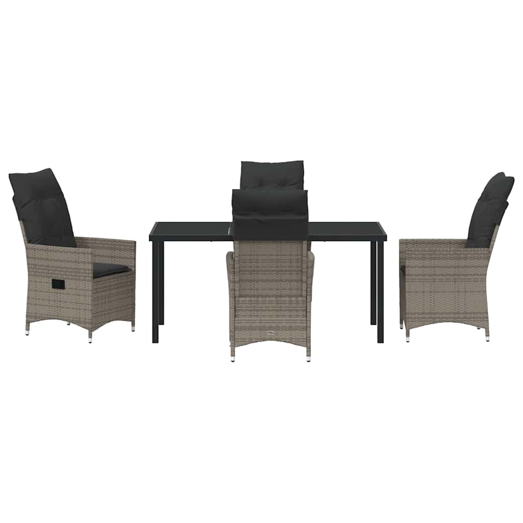 Garten Essgruppe mit Kissen 5 pcs Grau Poly Rattan