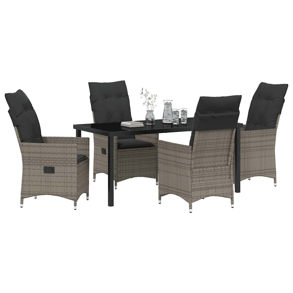 Garten Essgruppe mit Kissen 5 pcs Grau Poly Rattan