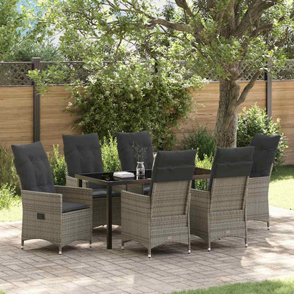 Garten Essgruppe mit Kissen 7 pcs Grau Poly Rattan