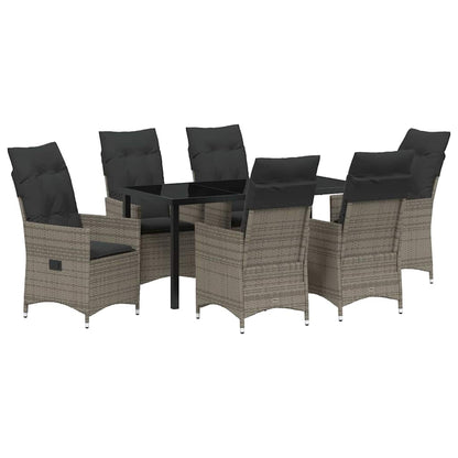 Garten Essgruppe mit Kissen 7 pcs Grau Poly Rattan