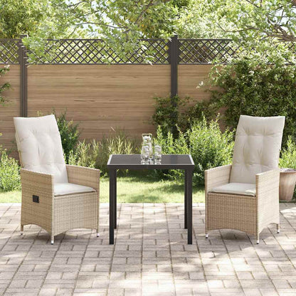 Garten Essgruppe mit Kissen 3 pcs Beige Poly Rattan