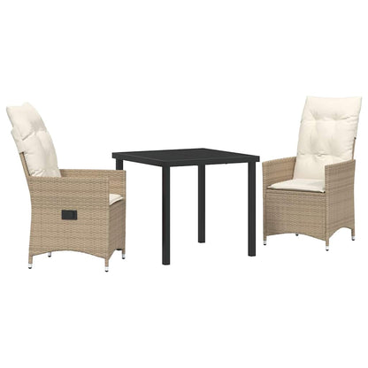 Garten Essgruppe mit Kissen 3 pcs Beige Poly Rattan