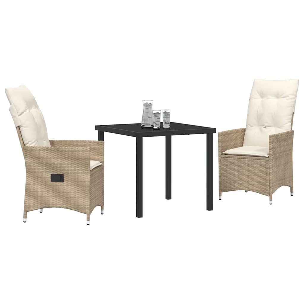 Garten Essgruppe mit Kissen 3 pcs Beige Poly Rattan