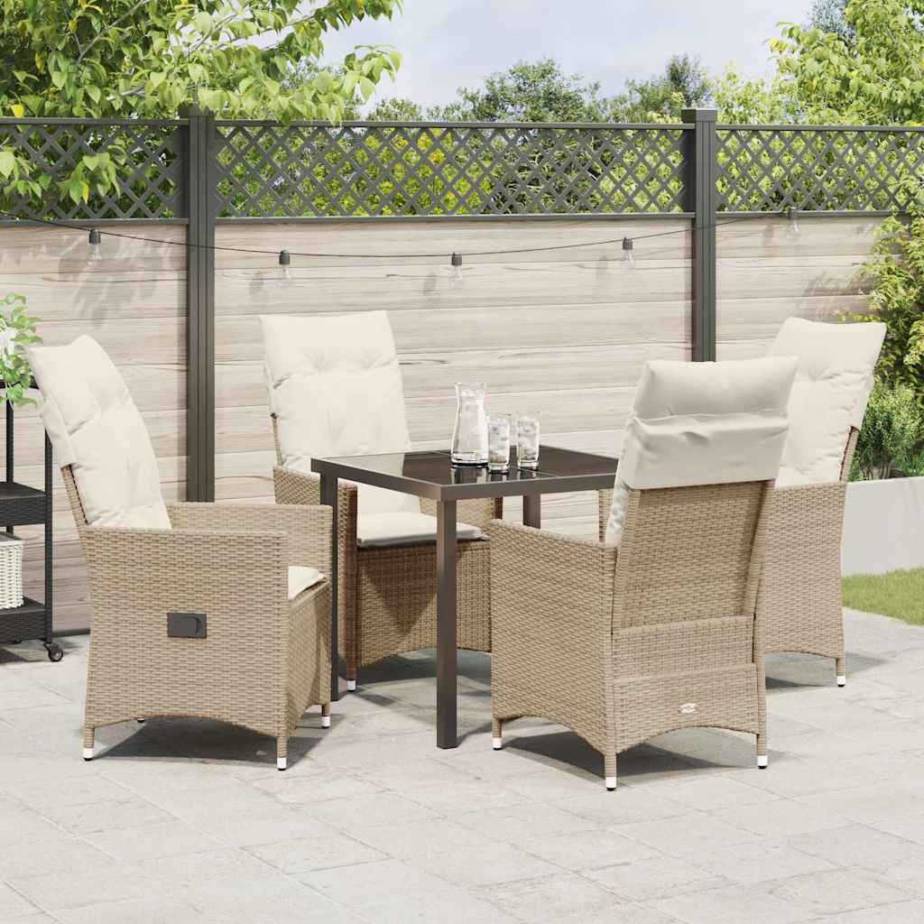 Garten Essgruppe mit Kissen 5 pcs Beige Poly Rattan