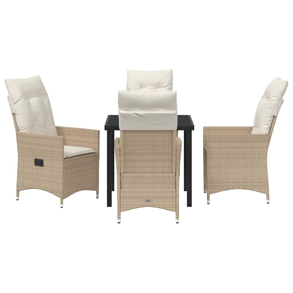Garten Essgruppe mit Kissen 5 pcs Beige Poly Rattan