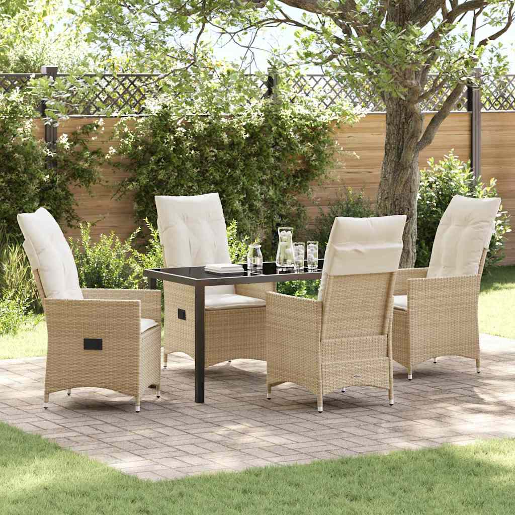 Garten Essgruppe mit Kissen 5 pcs Beige Poly Rattan