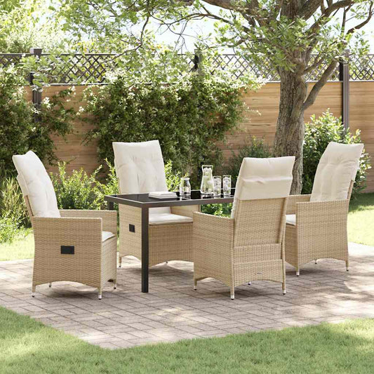Garten Essgruppe mit Kissen 5 pcs Beige Poly Rattan