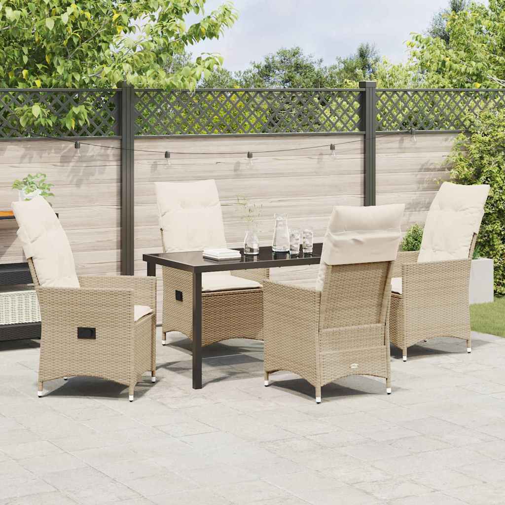Garten Essgruppe mit Kissen 5 pcs Beige Poly Rattan