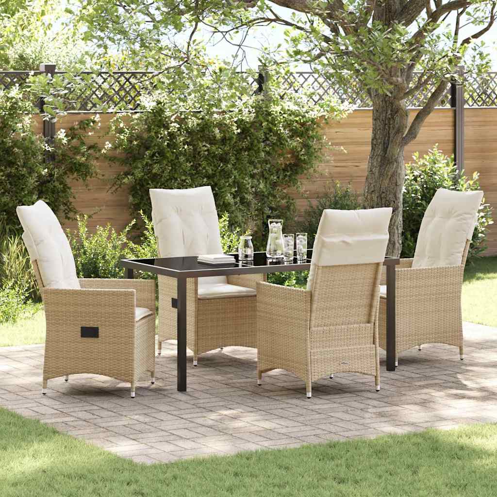Garten Essgruppe mit Kissen 5 pcs Beige Poly Rattan