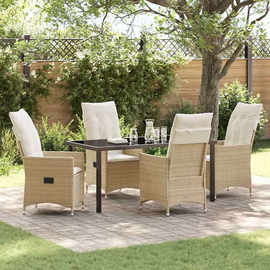 Garten Essgruppe mit Kissen 5 pcs Beige Poly Rattan