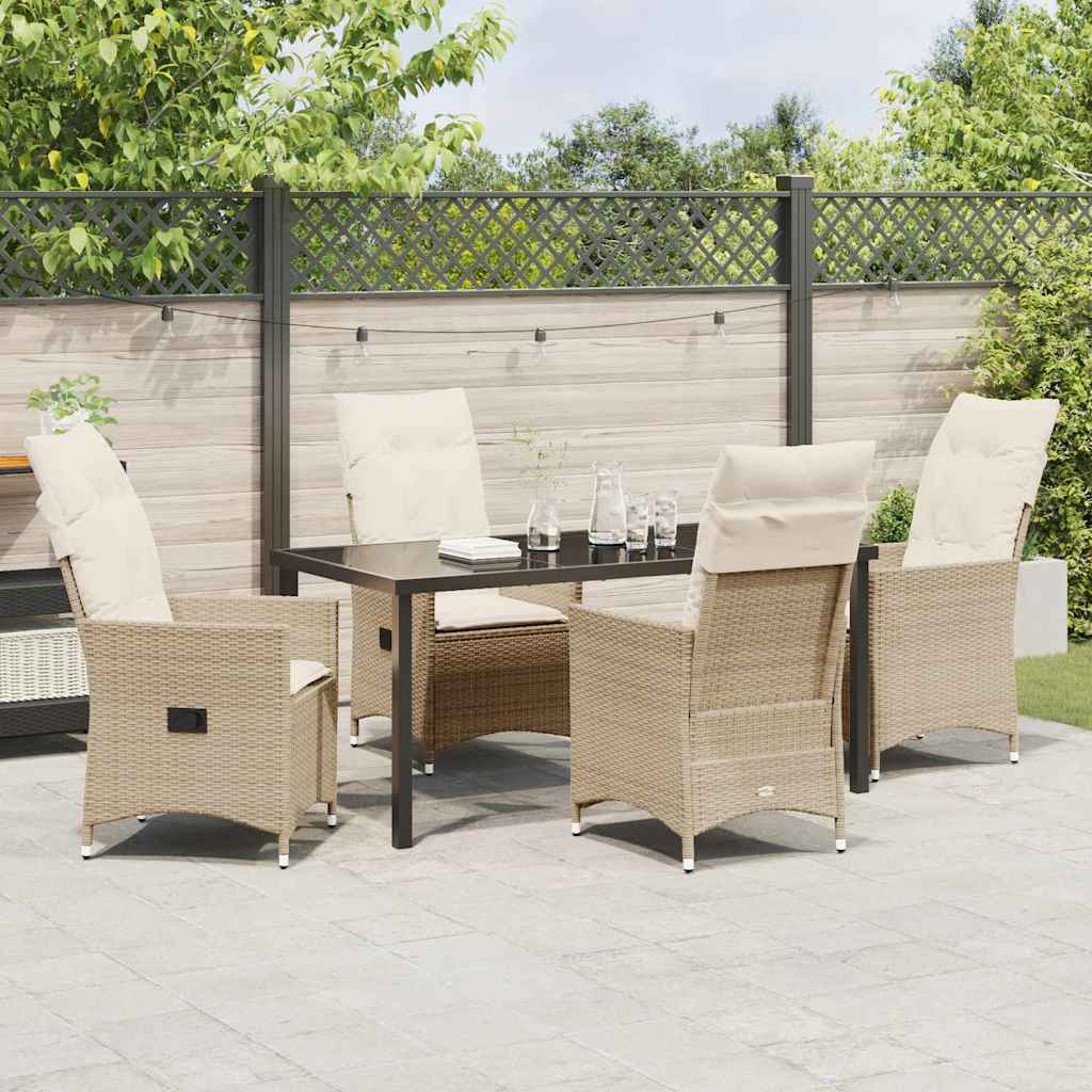 Garten Essgruppe mit Kissen 5 pcs Beige Poly Rattan