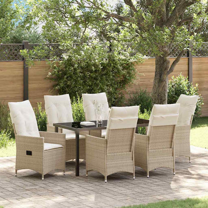 Garten Essgruppe mit Kissen 7 pcs Beige Poly Rattan