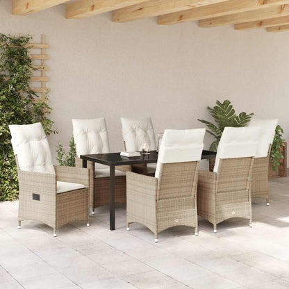 Garten Essgruppe mit Kissen 7 pcs Beige Poly Rattan