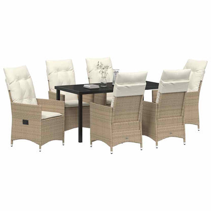 Garten Essgruppe mit Kissen 7 pcs Beige Poly Rattan