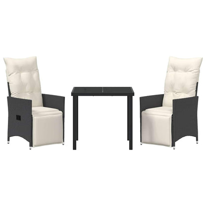 Garten Essgruppe mit Kissen 3 pcs Schwarz Poly Rattan