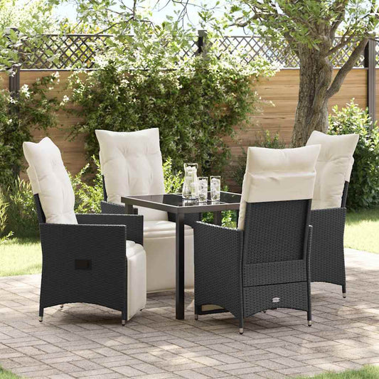 Garten Essgruppe mit Kissen 5 pcs Schwarz Poly Rattan