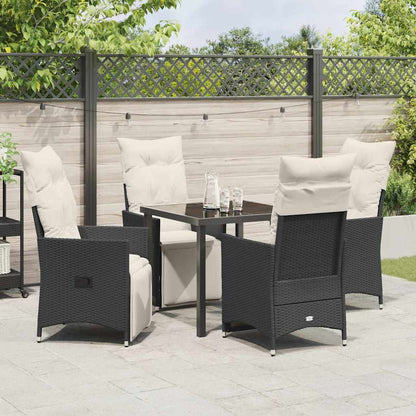 Garten Essgruppe mit Kissen 5 pcs Schwarz Poly Rattan