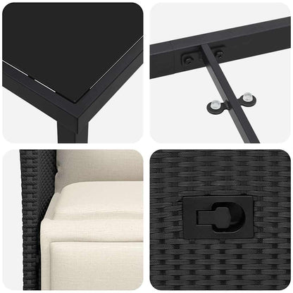 Garten Essgruppe mit Kissen 5 pcs Schwarz Poly Rattan