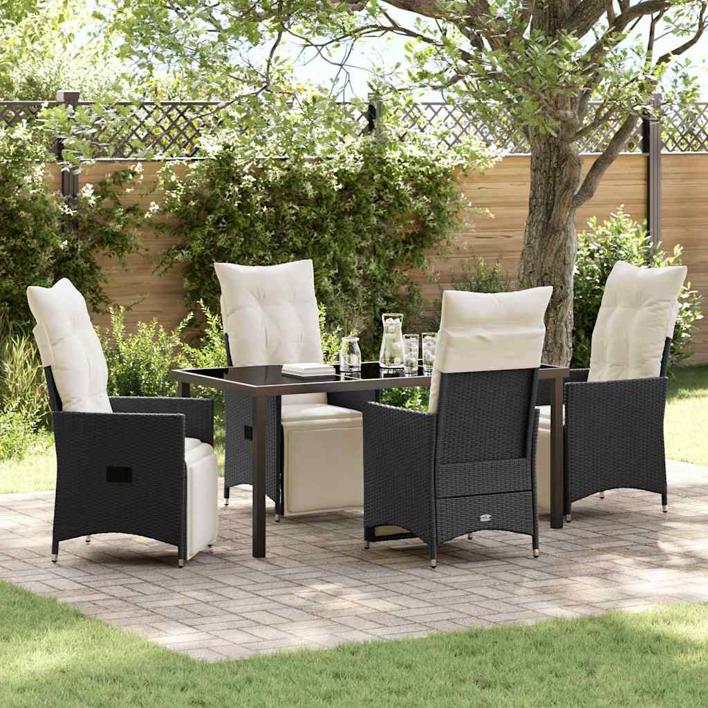 Garten Essgruppe mit Kissen 5 pcs Schwarz Poly Rattan