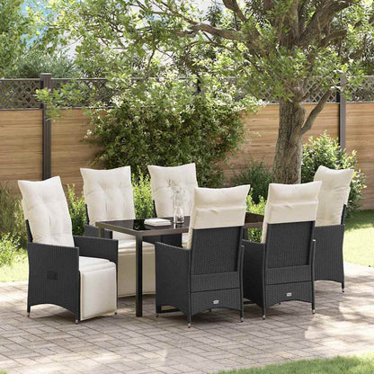 Garten Essgruppe mit Kissen 7 pcs Schwarz Poly Rattan