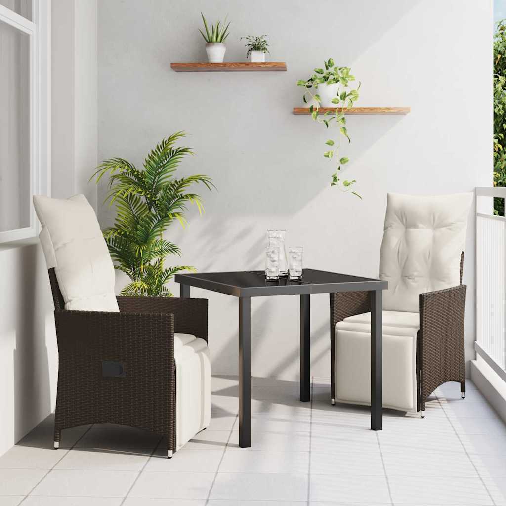 Garten Essgruppe mit Kissen 3 pcs Braun Poly Rattan