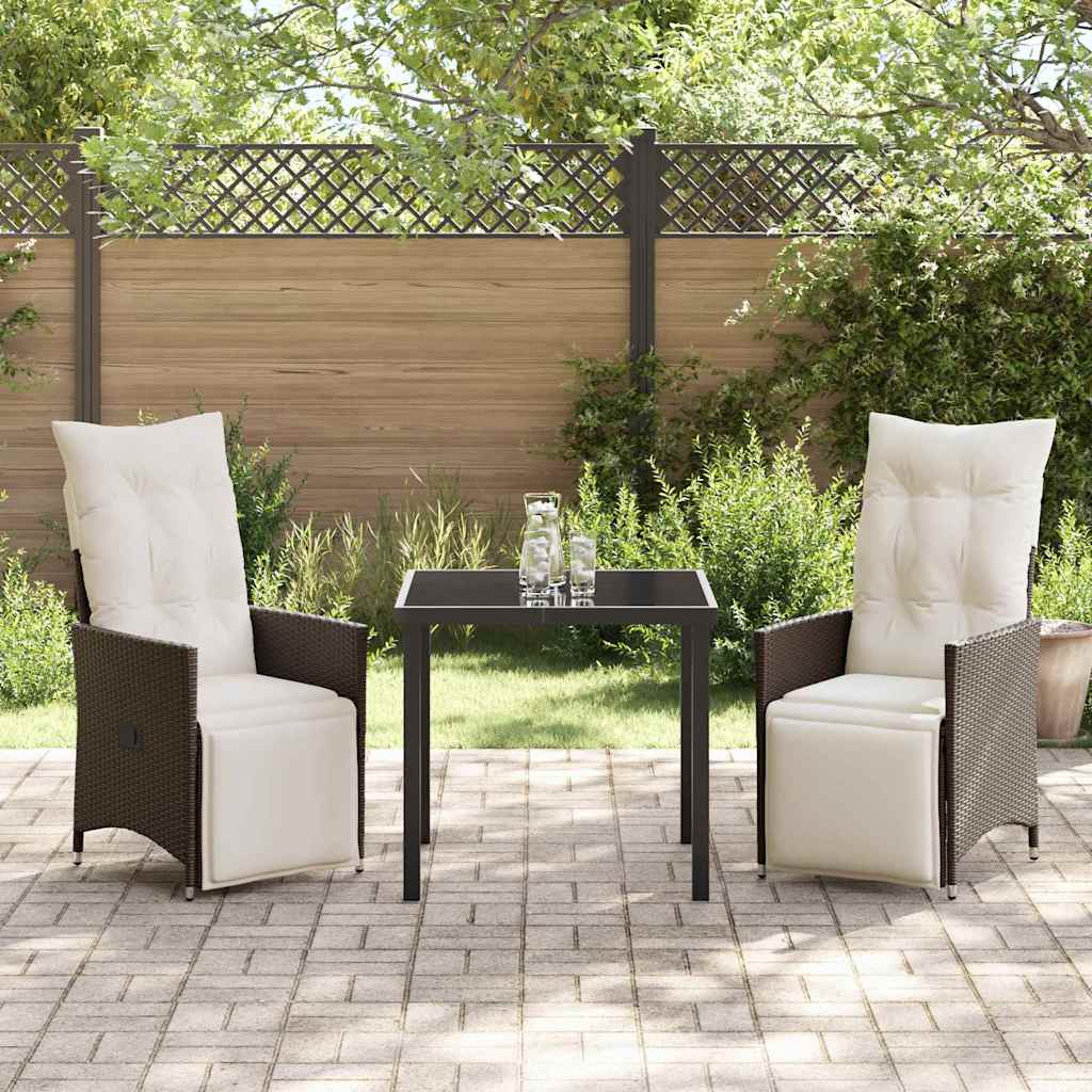 Garten Essgruppe mit Kissen 3 pcs Braun Poly Rattan