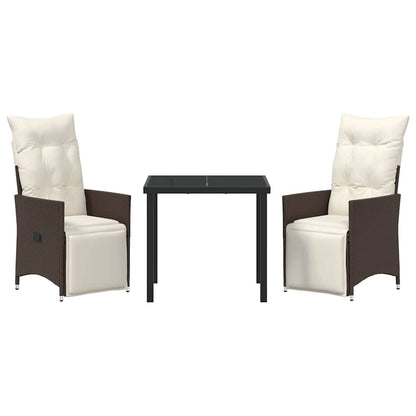 Garten Essgruppe mit Kissen 3 pcs Braun Poly Rattan
