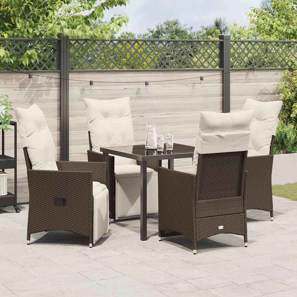 Garten Essgruppe mit Kissen 5 pcs Braun Poly Rattan