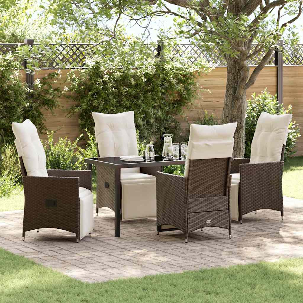 Garten Essgruppe mit Kissen 5 pcs Braun Poly Rattan
