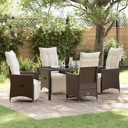 Garten Essgruppe mit Kissen 5 pcs Braun Poly Rattan