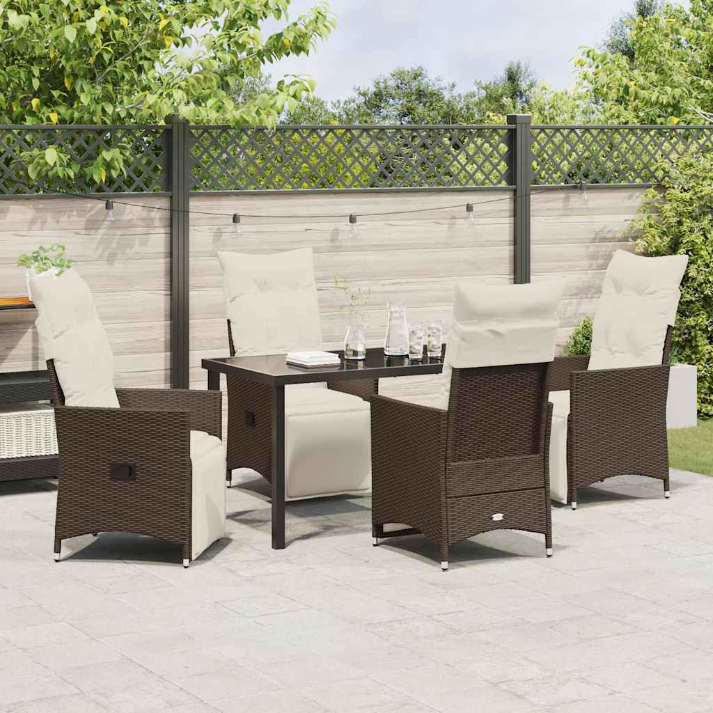 Garten Essgruppe mit Kissen 5 pcs Braun Poly Rattan