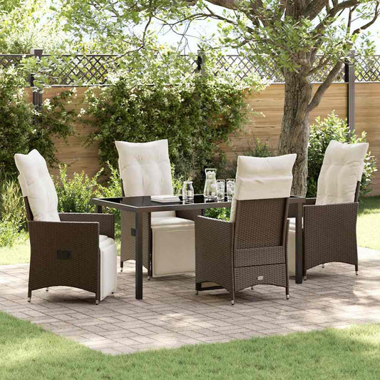 Garten Essgruppe mit Kissen 5 pcs Braun Poly Rattan