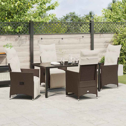 Garten Essgruppe mit Kissen 5 pcs Braun Poly Rattan