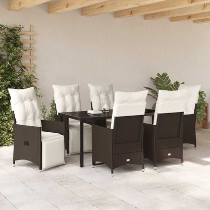 Garten Essgruppe mit Kissen 7 pcs Braun Poly Rattan