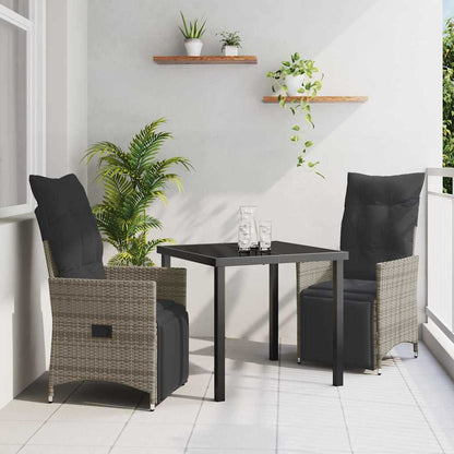 Garten Essgruppe mit Kissen 3 pcs Grau Poly Rattan