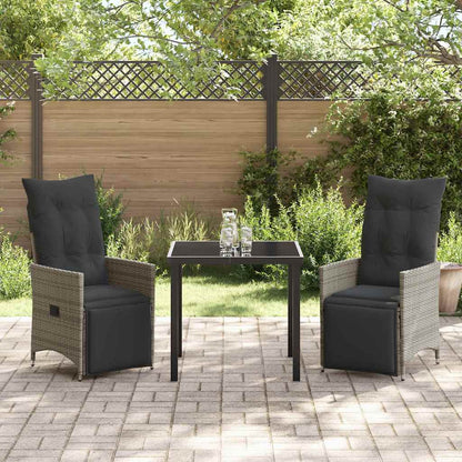 Garten Essgruppe mit Kissen 3 pcs Grau Poly Rattan