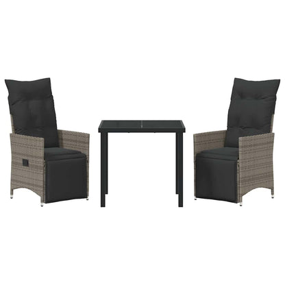 Garten Essgruppe mit Kissen 3 pcs Grau Poly Rattan