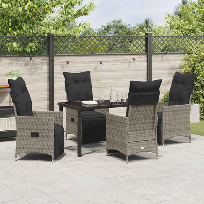 Garten Essgruppe mit Kissen 5 pcs Grau Poly Rattan