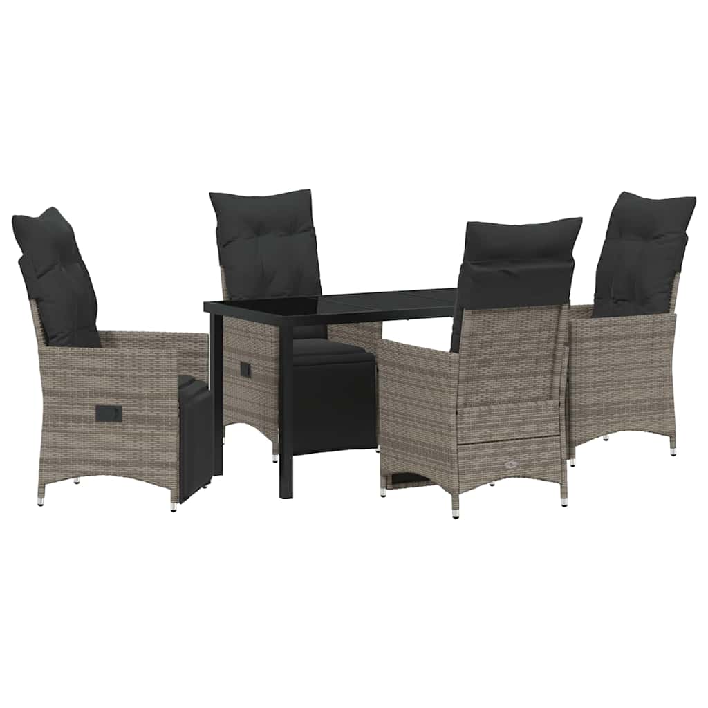 Garten Essgruppe mit Kissen 5 pcs Grau Poly Rattan