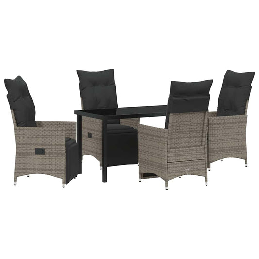 Garten Essgruppe mit Kissen 5 pcs Grau Poly Rattan