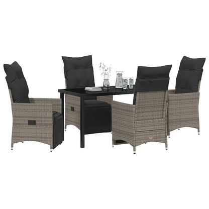 Garten Essgruppe mit Kissen 5 pcs Grau Poly Rattan