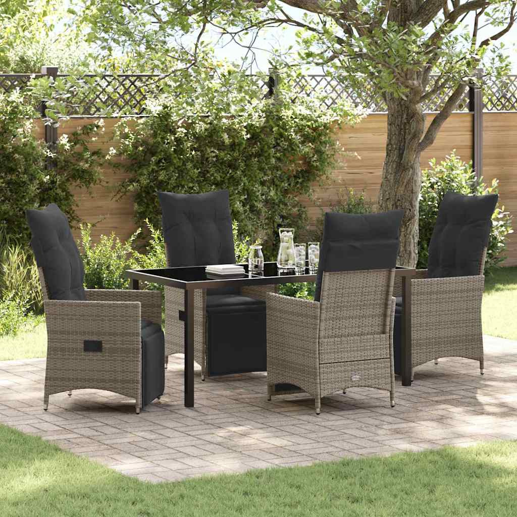 Garten Essgruppe mit Kissen 5 pcs Grau Poly Rattan
