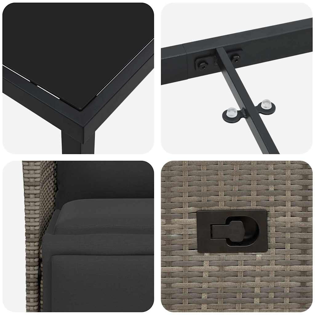 Garten Essgruppe mit Kissen 7 pcs Grau Poly Rattan