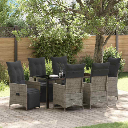 Garten Essgruppe mit Kissen 7 pcs Grau Poly Rattan
