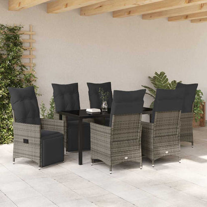 Garten Essgruppe mit Kissen 7 pcs Grau Poly Rattan
