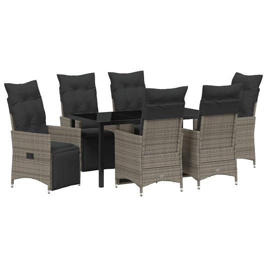 Garten Essgruppe mit Kissen 7 pcs Grau Poly Rattan